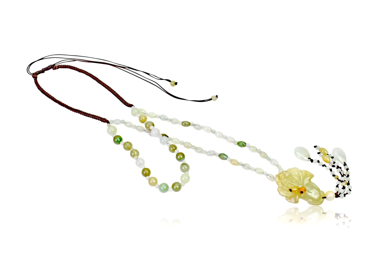 Valentine’s Day Gift for Women a Jade Necklace with Lily of the Valley Flower Symbolizing Love and Devotion