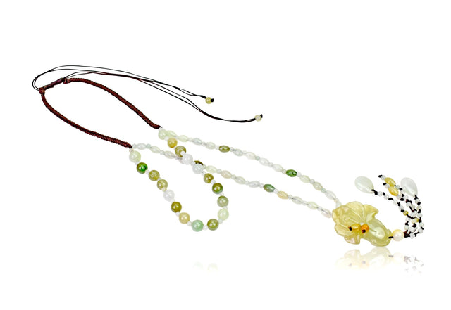 Valentine’s Day Gift for Women a Jade Necklace with Lily of the Valley Flower Symbolizing Love and Devotion