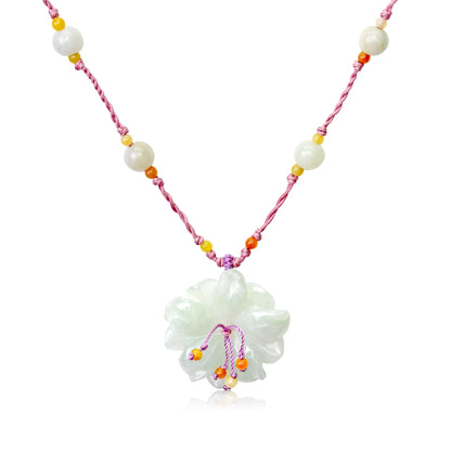 Valentine’s Day Jade Necklace for Women a Handmade Anemone Flower with Meaning