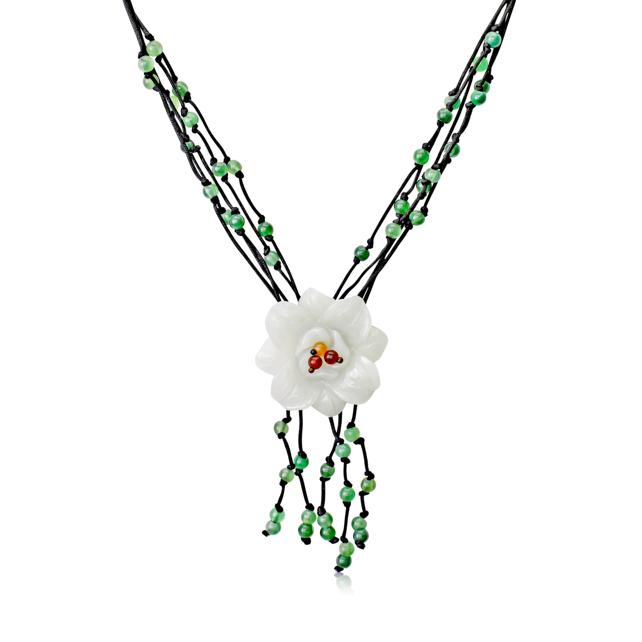 Valentine’s Day Jewelry for Women a Campanula Flower and Jade Pendant Necklace for Her