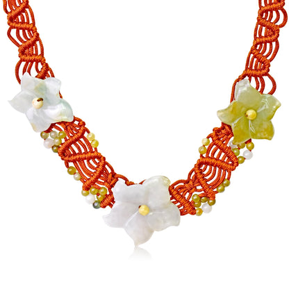 stone flower necklace for women featuring columbine flower white a perfect holiday gift for positivity and grounding