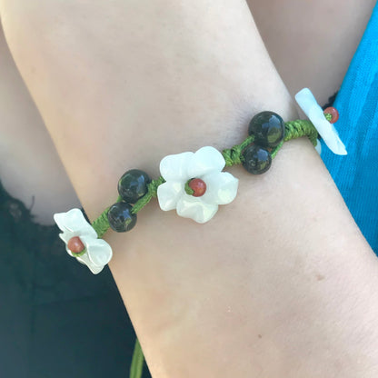 White Cherry Blossom for Valentine’s Day Gift with Personalized Bracelet for Long Life and Love 