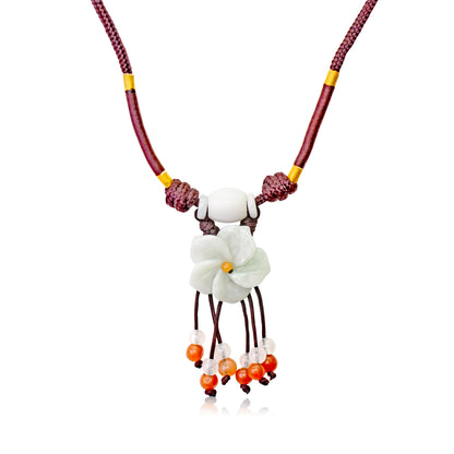 White Phlox Flower a White Stone Necklace for Women