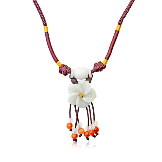 White Phlox Flower a White Stone Necklace for Women