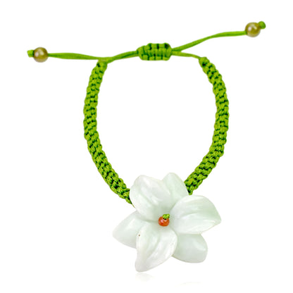 White Stargazer Lily a Flower Charm Bracelet for Women Stargazer Flower Jade Charm Jewelry for Women 