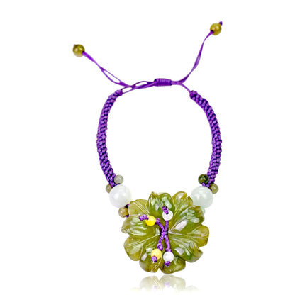 White anemone and pendant bracelet handcrafted gift of calm, renewal, and emotional protection