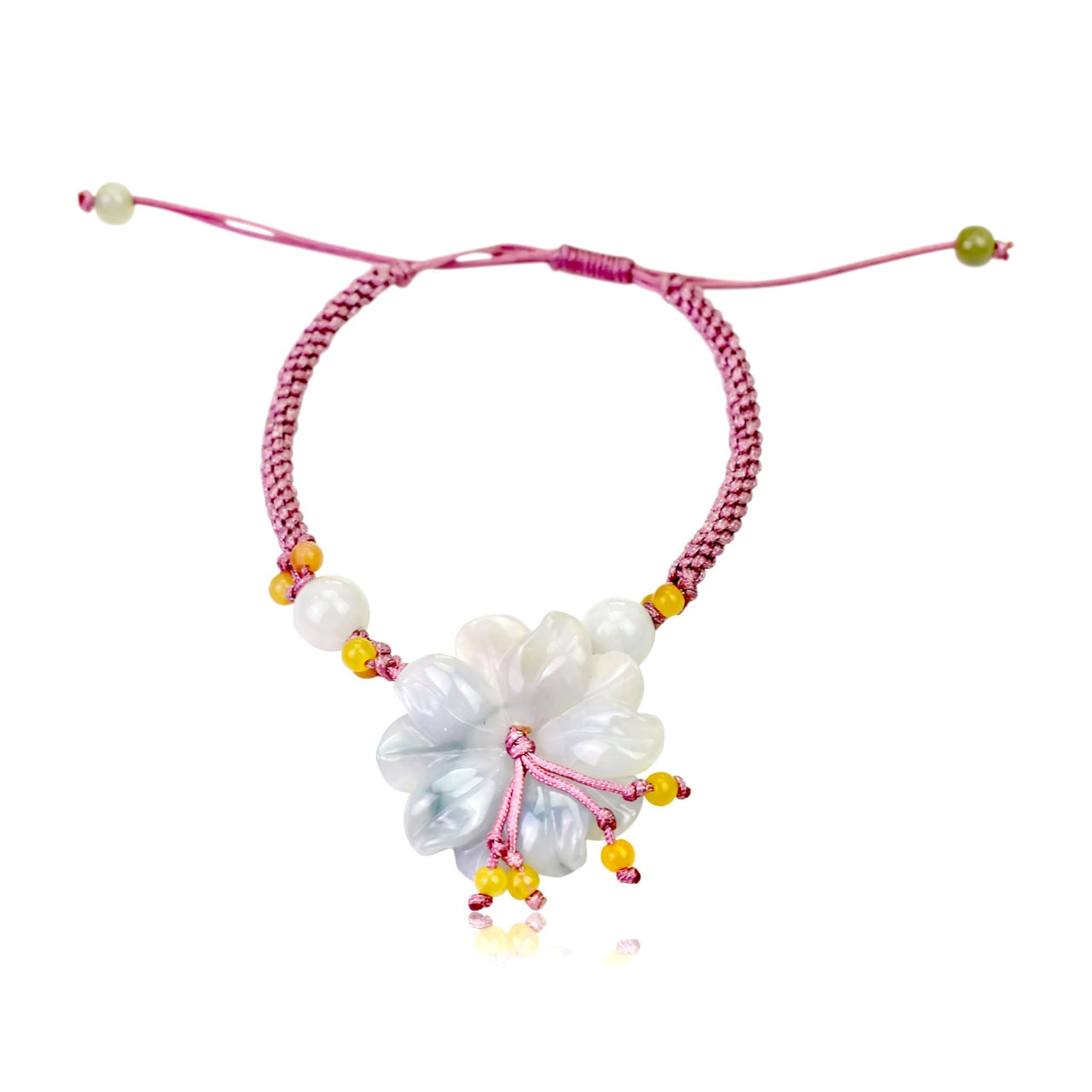 White anemone flower an elegant pendant bracelet for women