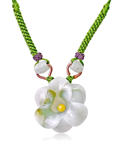 White flower amaryllis inspired unique jewelry necklace a Mother's Day gift that blossoms with love 