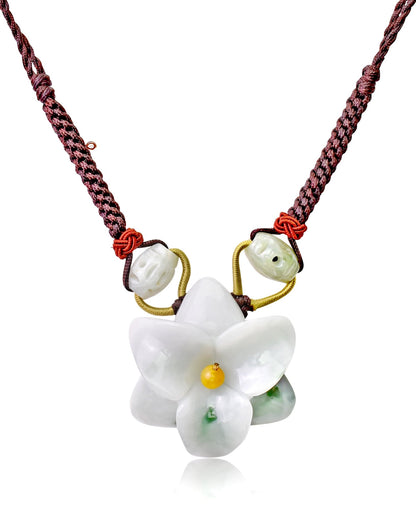 White flower amaryllis unique jewelry necklace a handcrafted jewelry that symbolizes inner peace and harmony