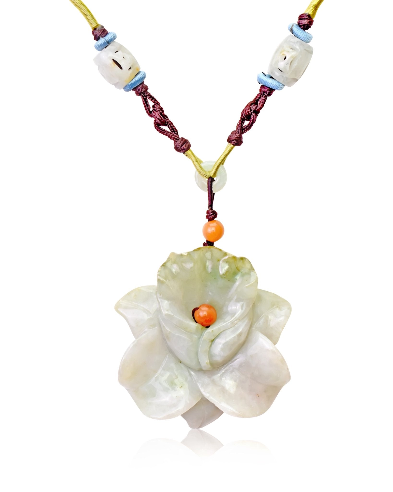 White jade necklace Orchid Flower for her