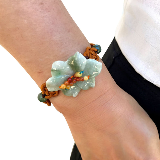 Wild Petunia and Jade Bracelet for Women Thoughtful Handmade Gift for Valentine’s Day or Birthday