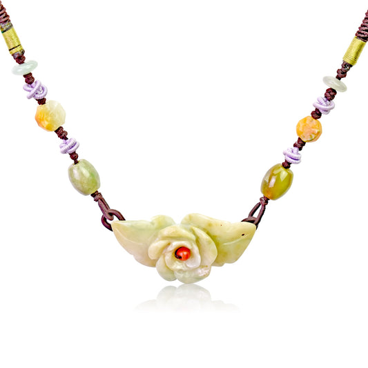 Women Gift Jade Charm Necklace for Unforgettable Engagement Flower Pendant 