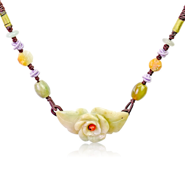 Women Gift Jade Charm Necklace for Unforgettable Engagement Flower Pendant 