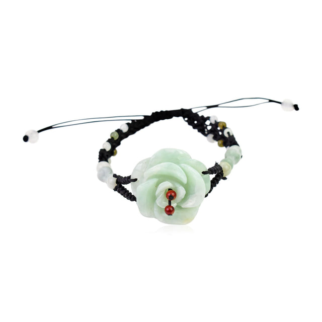 Women's jade bracelet a rose flower bracelet Charming gift idea for Valentine's Day or an anniversary surprise