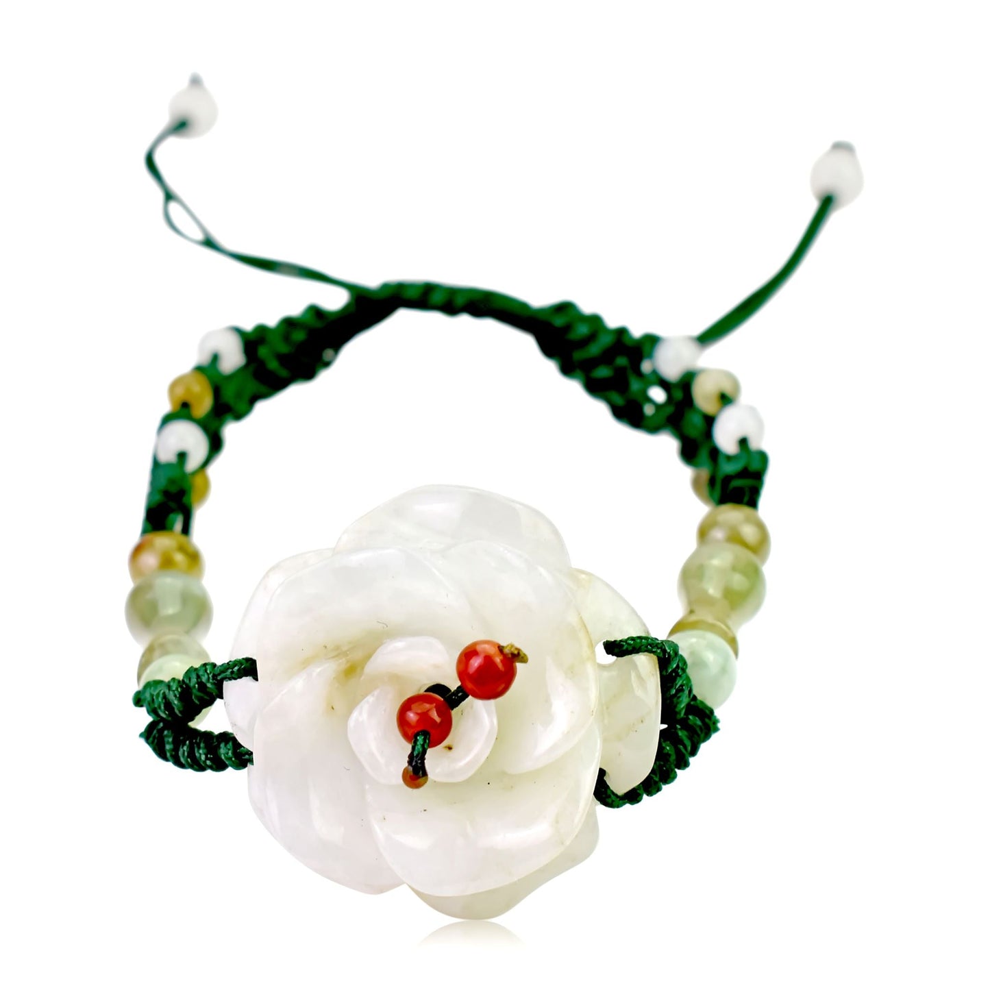 Women's jade bracelet with delicate rose flower bracelet thoughtful charm bracelets for anniversary or Valentine’s Day