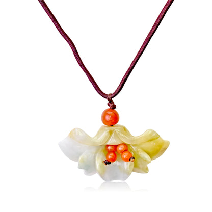 Women's jade necklace for women a artisan floral design for birthday gift