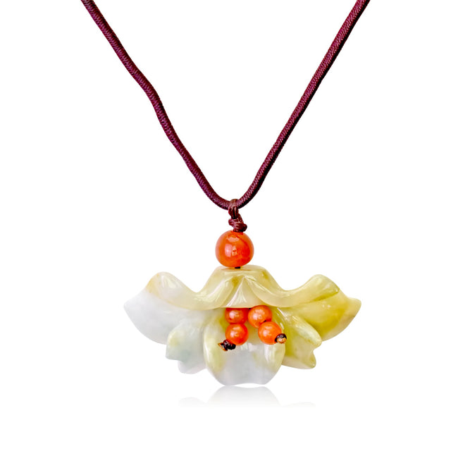 Women's jade necklace for women a artisan floral design for birthday gift