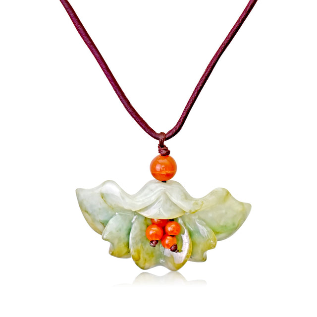 Women's jade necklace for women – meaningful fan flower jewelry gift celebrating life’s special moments with grace