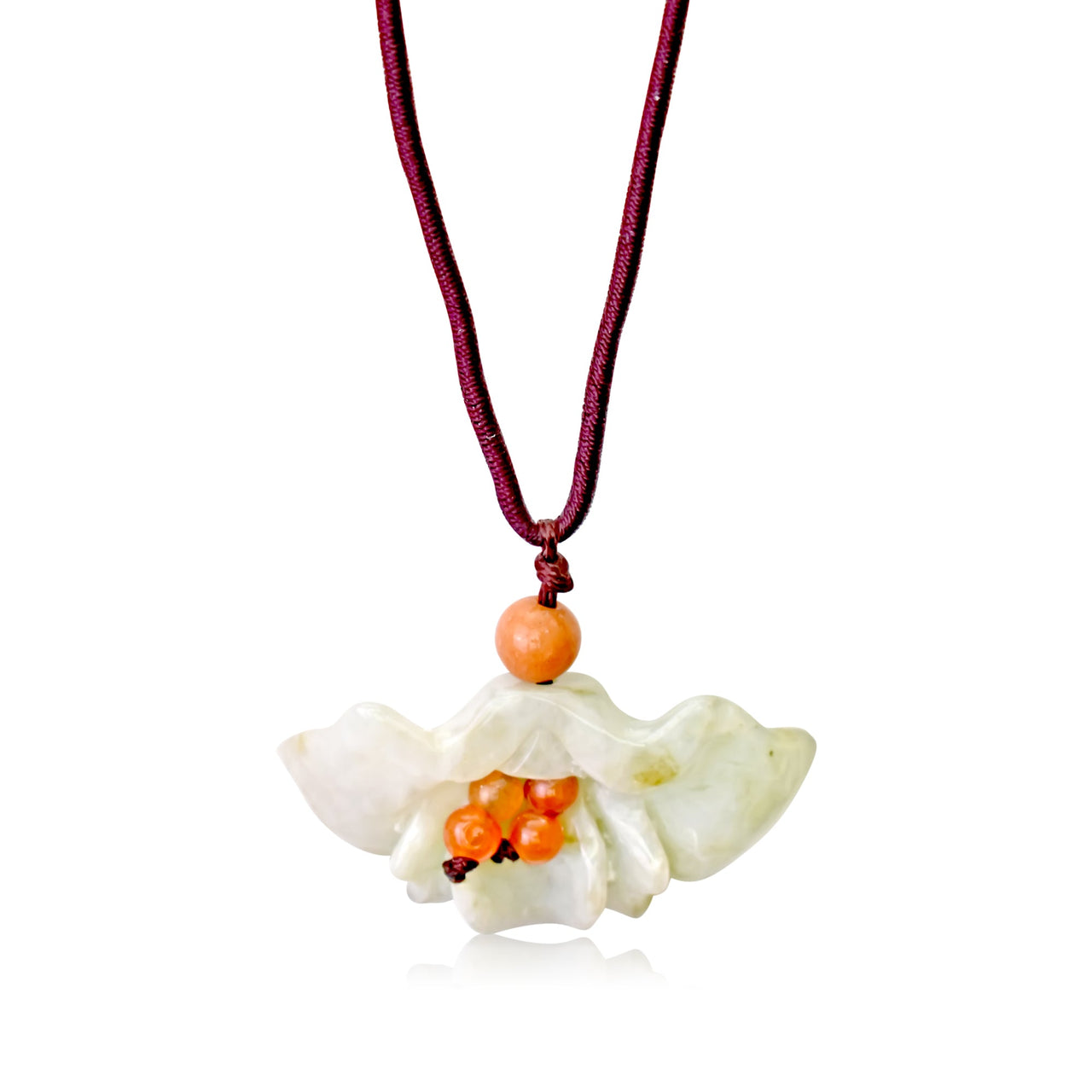Women's jade necklace with fan flower for women a thoughtful jewelry gift to inspire love, serenity, and longevity