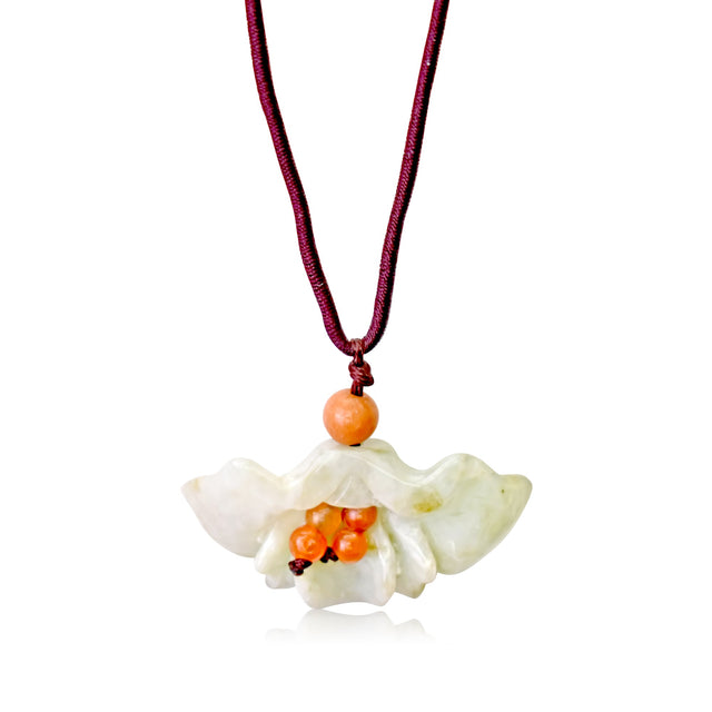 Women's jade necklace with fan flower for women a thoughtful jewelry gift to inspire love, serenity, and longevity