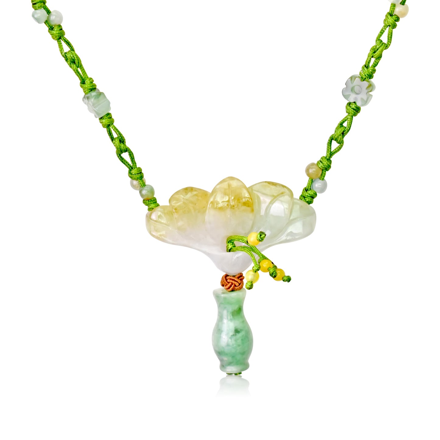 Womens Necklaces with Jade and Peacock Flower a Handcrafted Jewelry for Birthdays or Mother’s Day