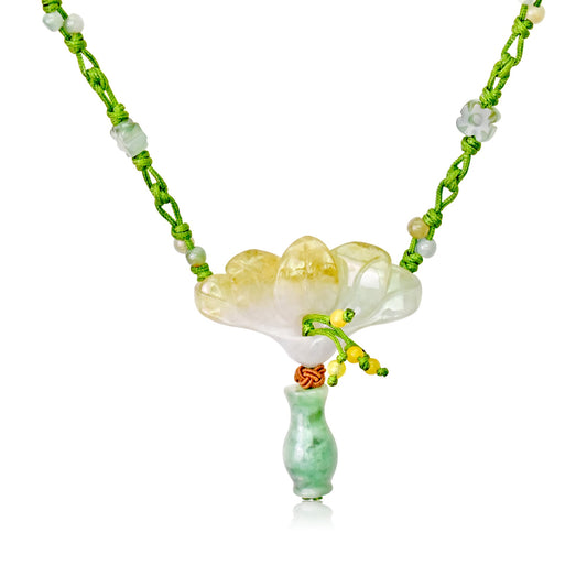 Womens Necklaces with Jade and Peacock Flower a Handcrafted Jewelry for Birthdays or Mother’s Day