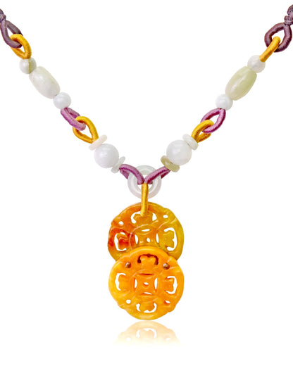 Yellow Jade Stone with Ancient Coin Necklace a Handcrafted Jewelry for Women for Mother’s Day or Holidays