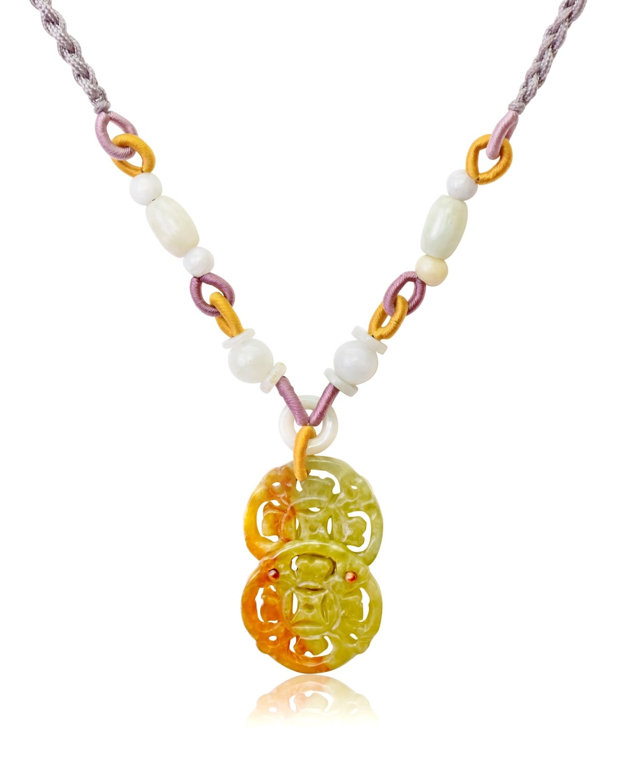 Yellow Jade Stones with Ancient Coin Necklace Thoughtful Jewelry for Women Birthday