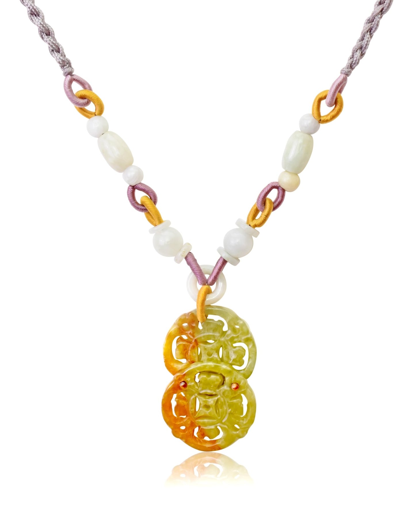 Yellow Jade Stones with Ancient Coin Necklace Thoughtful Jewelry for Women Birthday
