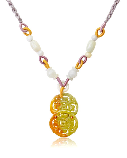 Yellow Jade Stones with Ancient Coin Necklace Thoughtful Jewelry for Women Birthday