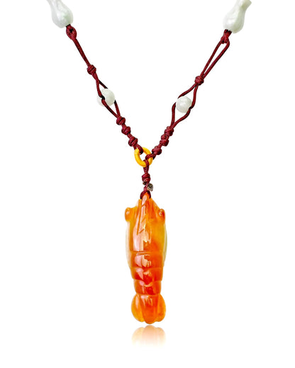 Jade Shrimp Necklace Animal Charm Necklace Symbol of Ebb and Flow of Life Elegant Unisex Gift