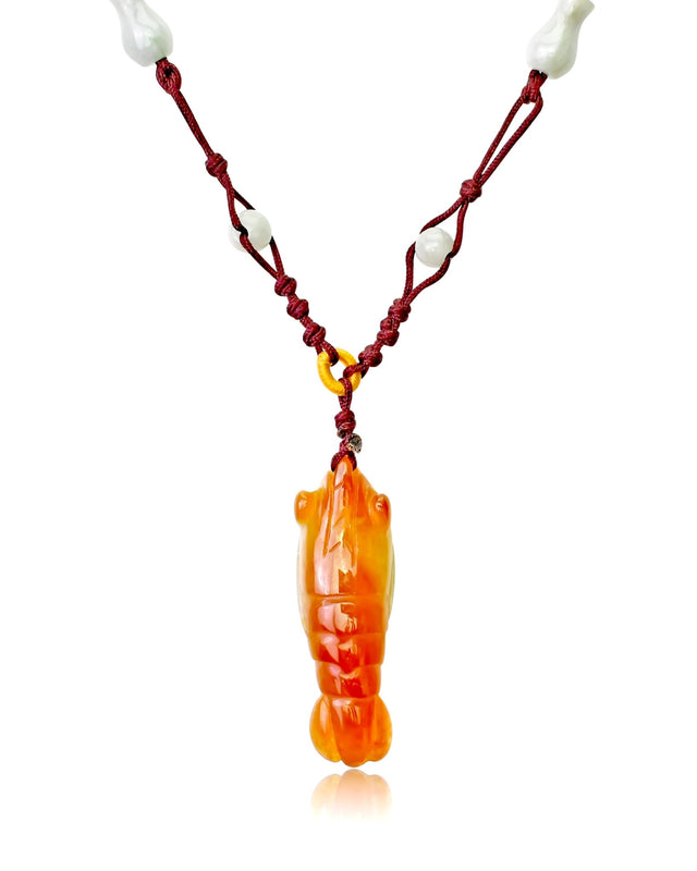 Jade Shrimp Necklace Animal Charm Necklace Symbol of Ebb and Flow of Life Elegant Unisex Gift