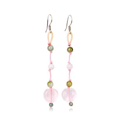 Drop Earrings Heart A Rose Quartz Heart Stone Earrings For Mom Love And Affection Mother’s Day Gift