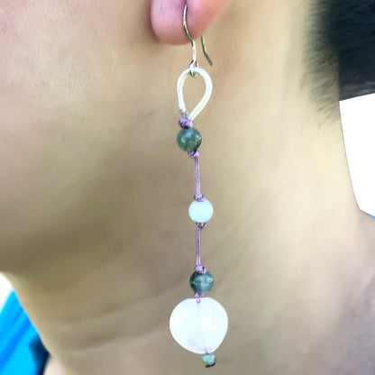 Women Drop Earrings Heart A Rose Quartz Heart Stone Earrings For Mom Love And Affection Mother’s Day Gift