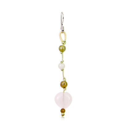 Drop Earrings Heart A Rose Quartz Heart Stone Earrings For Mom Love And Affection Anniversary Gift