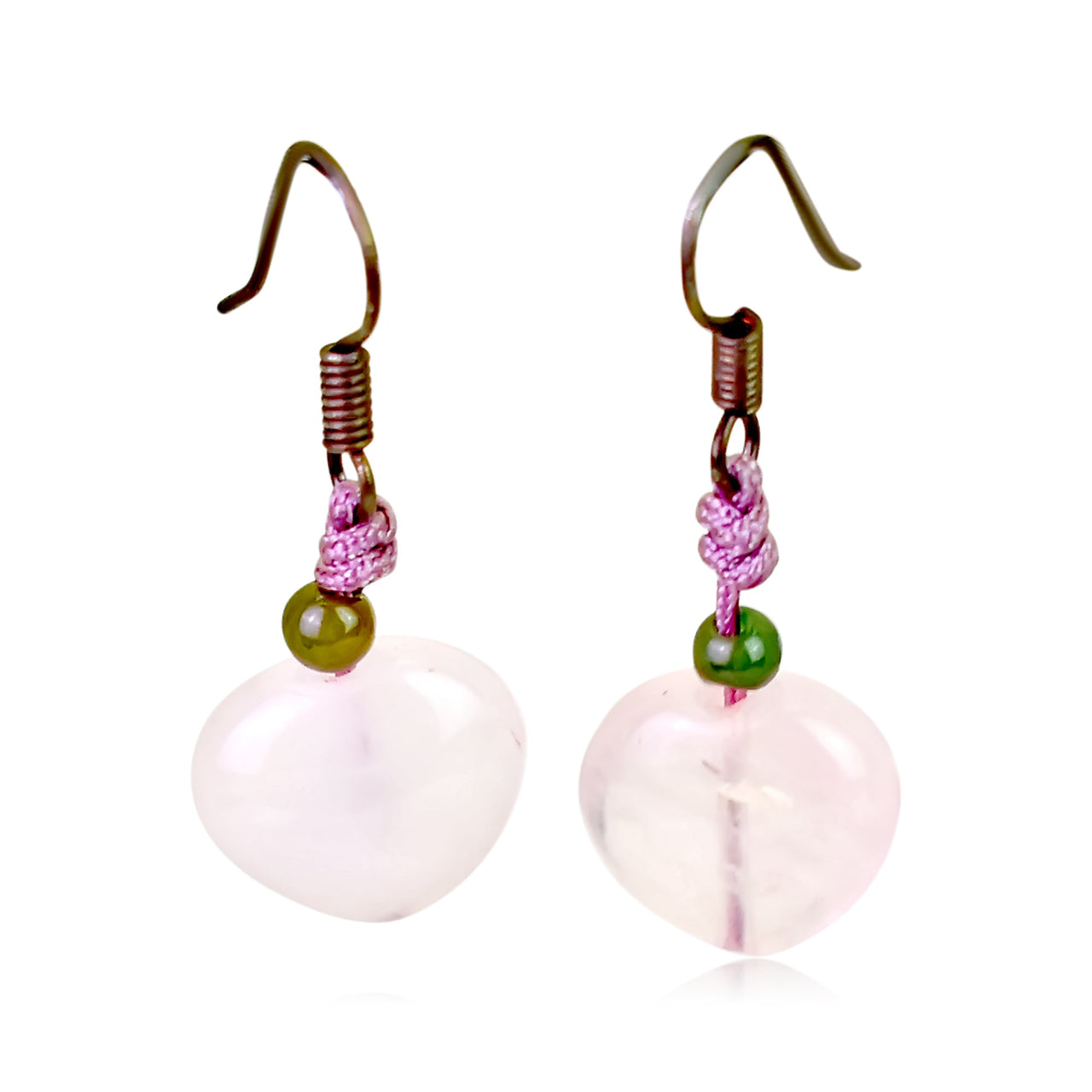 Add a Pop of Elegance to Your Look: Rose Quartz Heart EarringsEarringsSerenity Jade