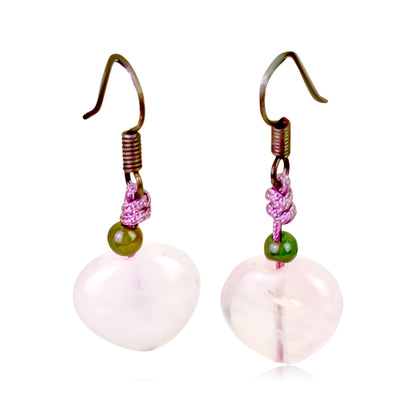 Rose Quartz Heart A Beaded Heart Women’s Heart Earrings A Romantic Soulful Engagement Gift