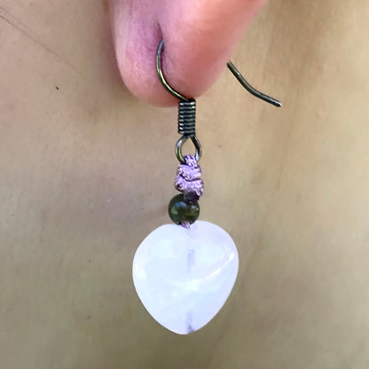 Lovely Rose Quartz Heart A Beaded Heart Women’s Heart Earrings A Romantic Soulful Engagement Gift