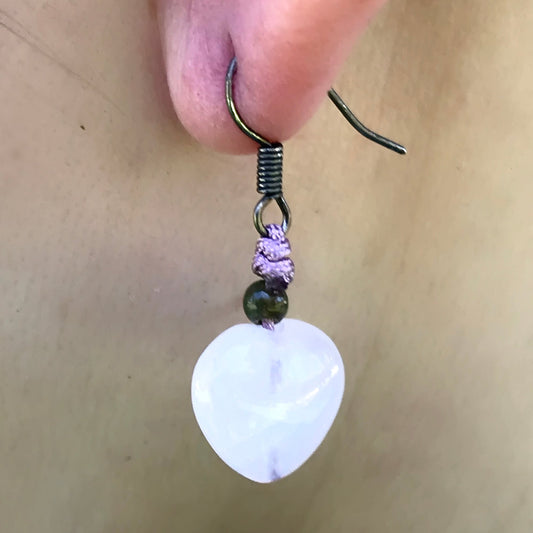 Lovely Rose Quartz Heart A Beaded Heart Women’s Heart Earrings A Romantic Soulful Engagement Gift