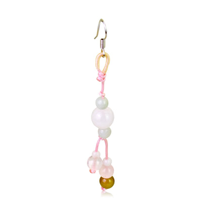 Beads Rose Quartz A Pink Earrings For Women Bead And Tassel Earrings For Romantic Birthday Gift
