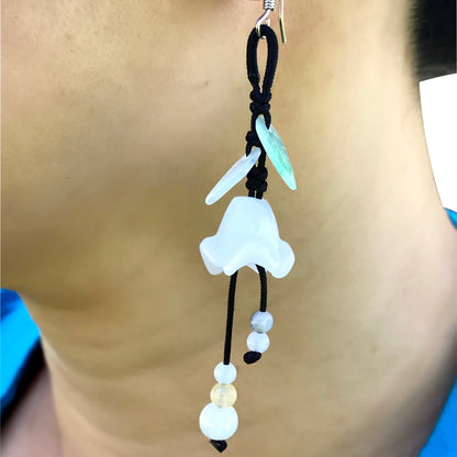 Women Flower That Dangle For Her Bell Flower Pink A Flower Earrings Dangle Birthday Gift