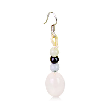 Pink Rose Quartz Earrings A Round Earrings For Women Big Pink Earrings Lovely Anniversary Gift
