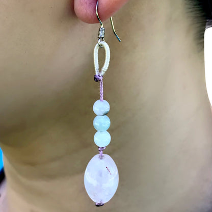 Pink Rose Quartz Earrings A Round Earrings For Women Big Pink Earrings Lovely Valentine's Day Gift