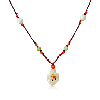 Handmade Little White Bell Flower a Dainty Flower Necklace for Her White Jade Pendant Mystical Power for Birthday Gift
