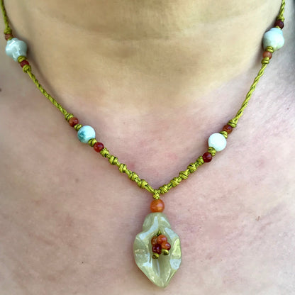 Women Little White Bell Flower a Dainty Flower Necklace for Her White Jade Pendant Mystical Power for Birthday Gift