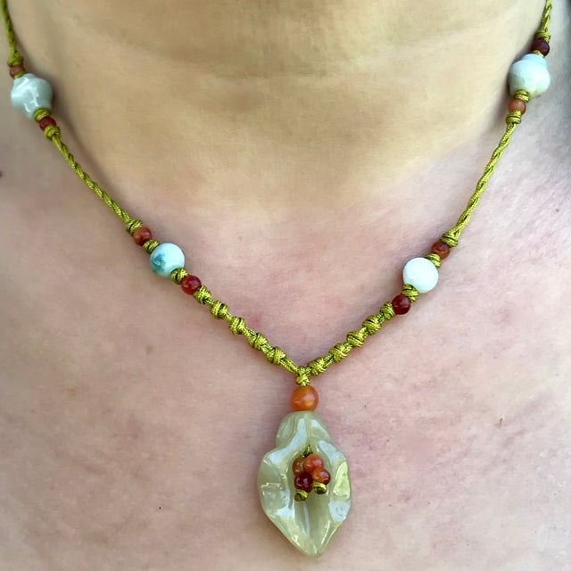 Women Little White Bell Flower a Dainty Flower Necklace for Her White Jade Pendant Mystical Power for Birthday Gift