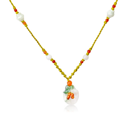 Romantic Anniversary Gift Little White Bell Flower a Dainty Flower Necklace for Her White Jade Pendant