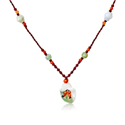 Little White Bell Flower a Dainty Flower Necklace for Her White Jade Pendant Mystical Power for Anniversary Gift