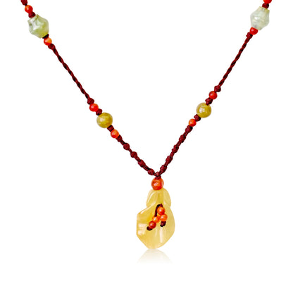 Yellow Jade Little White Bell Flower a Dainty Flower Necklace for Her White Jade Pendant Mystical Power for Birthday Gift