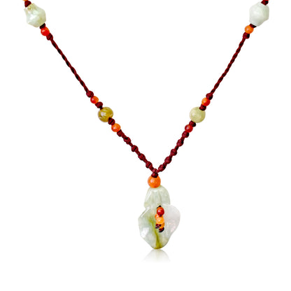 Green Jade Little White Bell Flower a Dainty Flower Necklace for Her White Jade Pendant Mystical Power for Birthday Gift